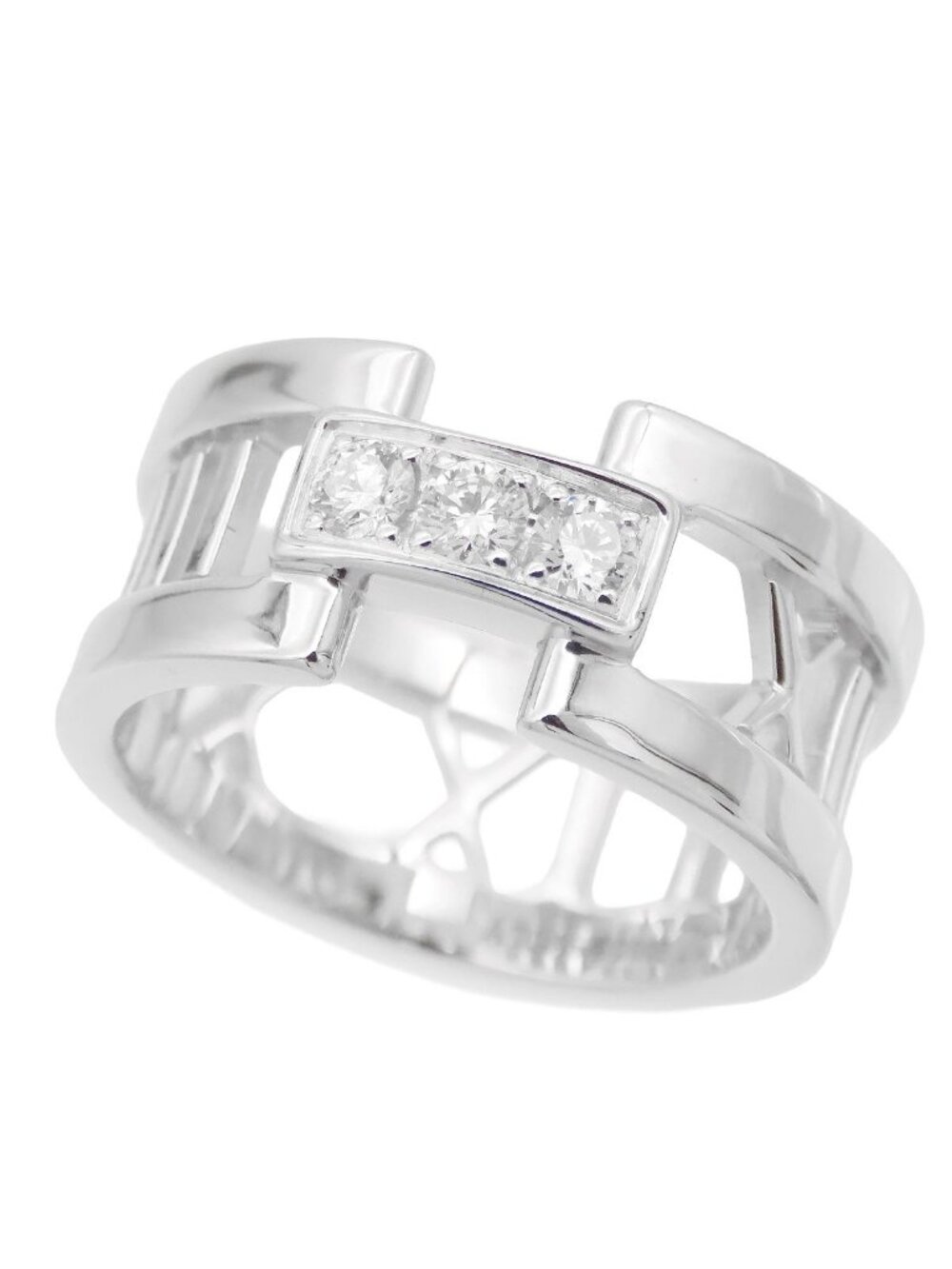 Tiffany & Co Atlas Open Heart Ring White Gold 18k Diamond